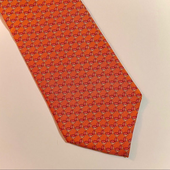Salvatore Ferragamo Orange Acorn Silk Tie - Picture 3 of 4